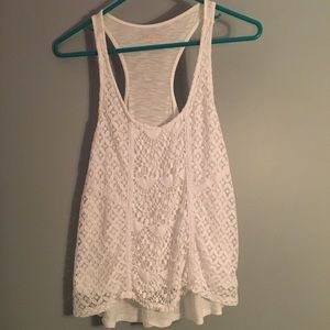 White lace front tank top